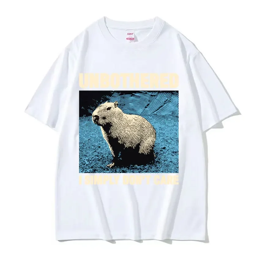 Unbothered I Simply Don't Care Забавная японская капибара Винтажная футболка с рисунком