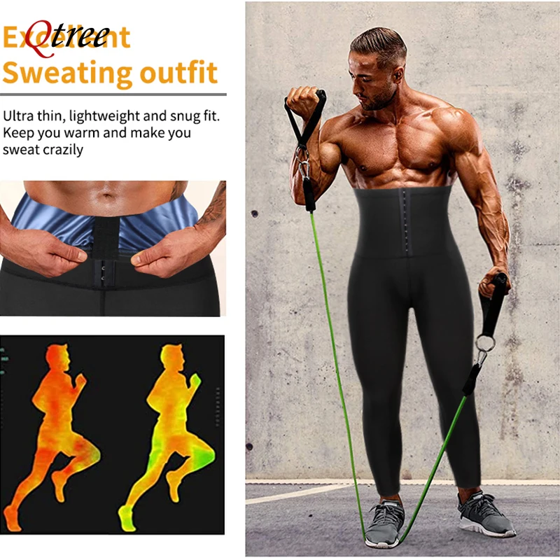 Men Body Shaper Thermo Sauna Pants Sweat Waist Trainer Leggings Slimming Weight Loss Workout Gym Compression Shorts Shapewear