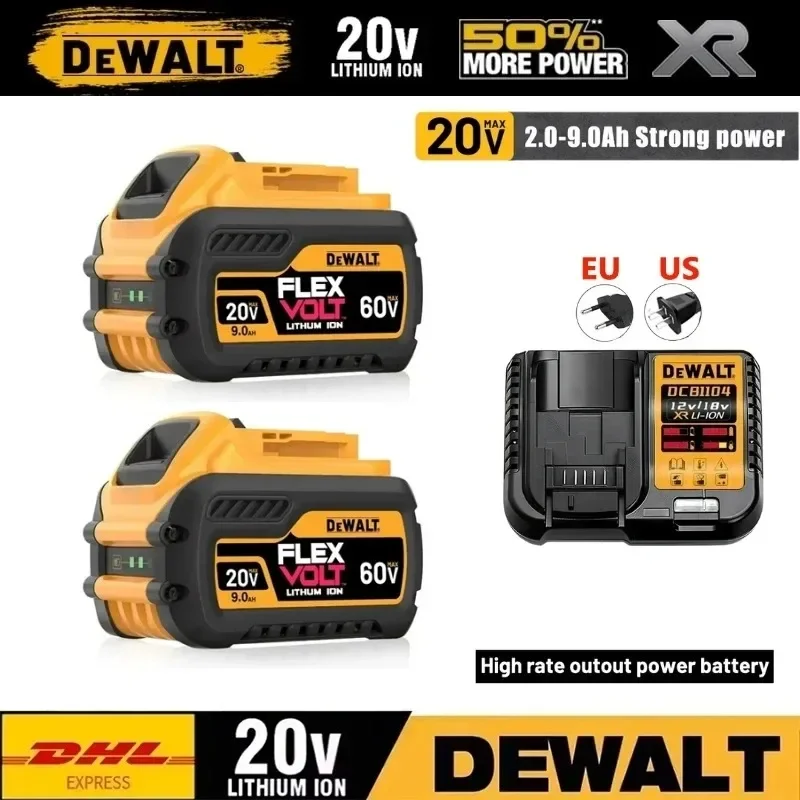 Фото Оригинальный аккумулятор DeWALT 20В/60В 6Ач 9Ач MAX FlexVolt для DCB606 DCB205 DCB206 DCB209 DCB182 для электроинструментов, авиадоставка №1