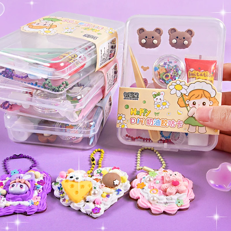 

Cream Glue Goo Card Set Girl Handmade DIY Toy Holiday Gift Junior High School Primary Student Kid Cute Toy Goo Card Sticker 1Box