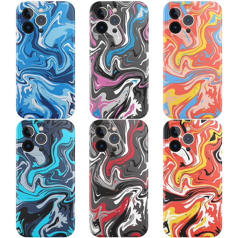 

Fashion Design Art Abstract Camouflage Ripple Silicone TPU Phone Case for Iphone 11 12 13 Pro Max Mini XR XS 8 X 7 6 Plus Cover