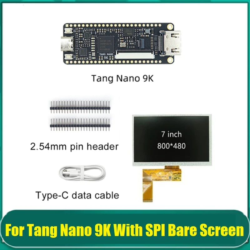 

Материнская плата для Tang Nano 9K GW1NR-9 RISC-V RV Learning HD 40P RGB плата для разработки интерфейса с 7-дюймовым неизолированным экраном SPI