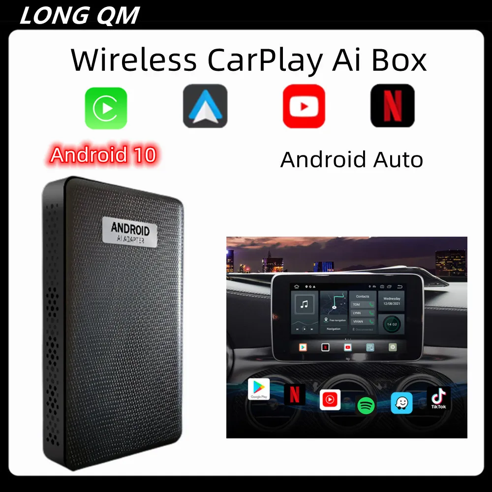 

Мультимедийный плеер CarPlay, плеер с автоматическим подключением к Netflix, YouTube, 4 + 64 ГБ, Android 10, для Hyundai, Ford, VW, Toyota