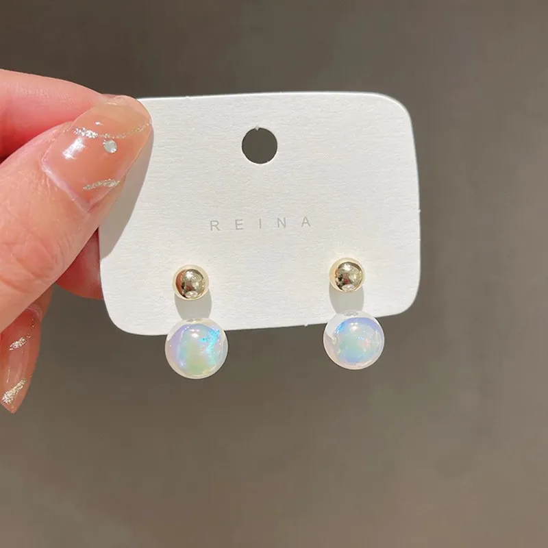 

2022 New Arrival Simple Two Wearing Imitation Pearl Round Stud Earrings For Women Metal Jewelry Oorbellen Gift