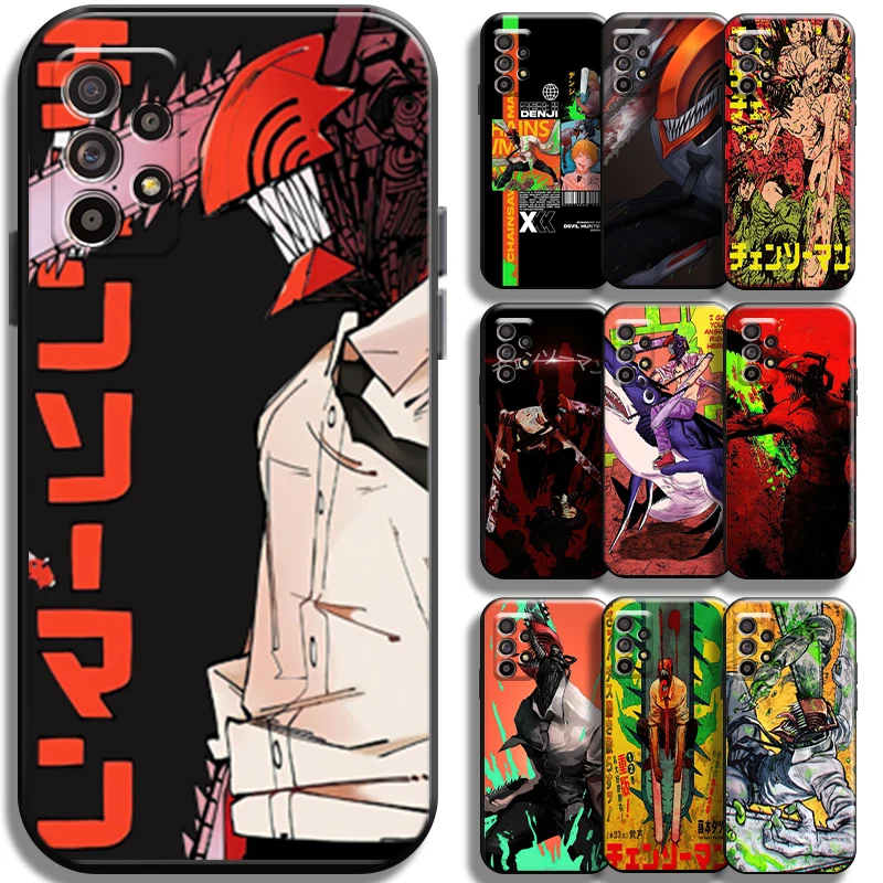 

Anime Chainsaw Man Pattern Phone Case For Samsung Galaxy A52 4G A52 5G Carcasa Cases Liquid Silicon Back TPU Shockproof Soft