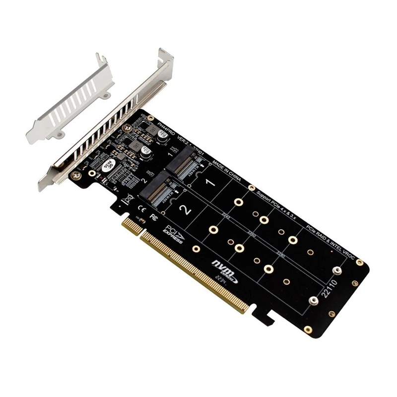 

PCIE 4,0 Dual-Disk Pciex16 до M.2 M-Key NVME SSD Плата расширения, поддерживает 4 Nvme M.2 M ключ 2280 SSD