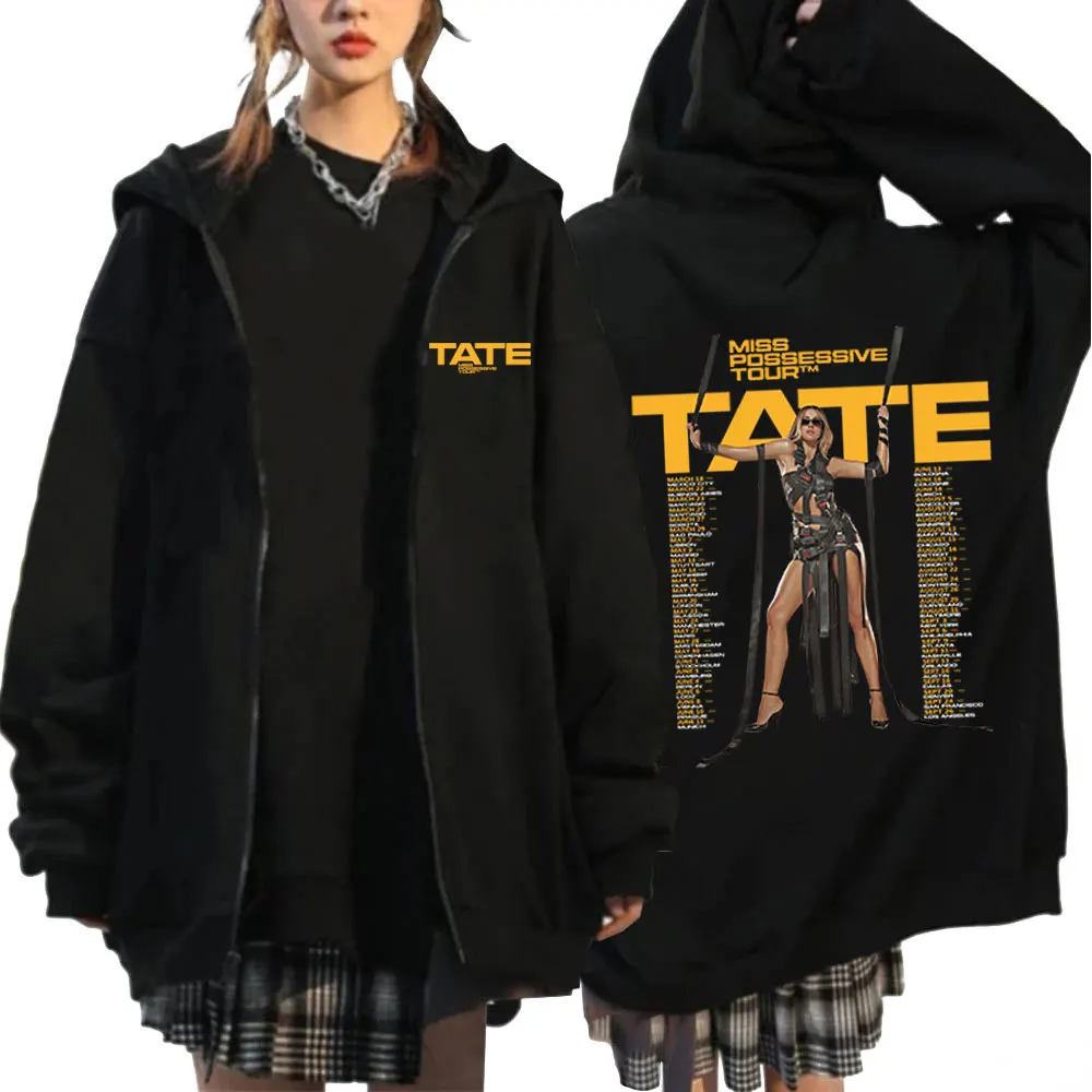 Tate McRae Miss Possessive 2025 Tour толстовки на молнии для мужчин и женщин модные винтажные