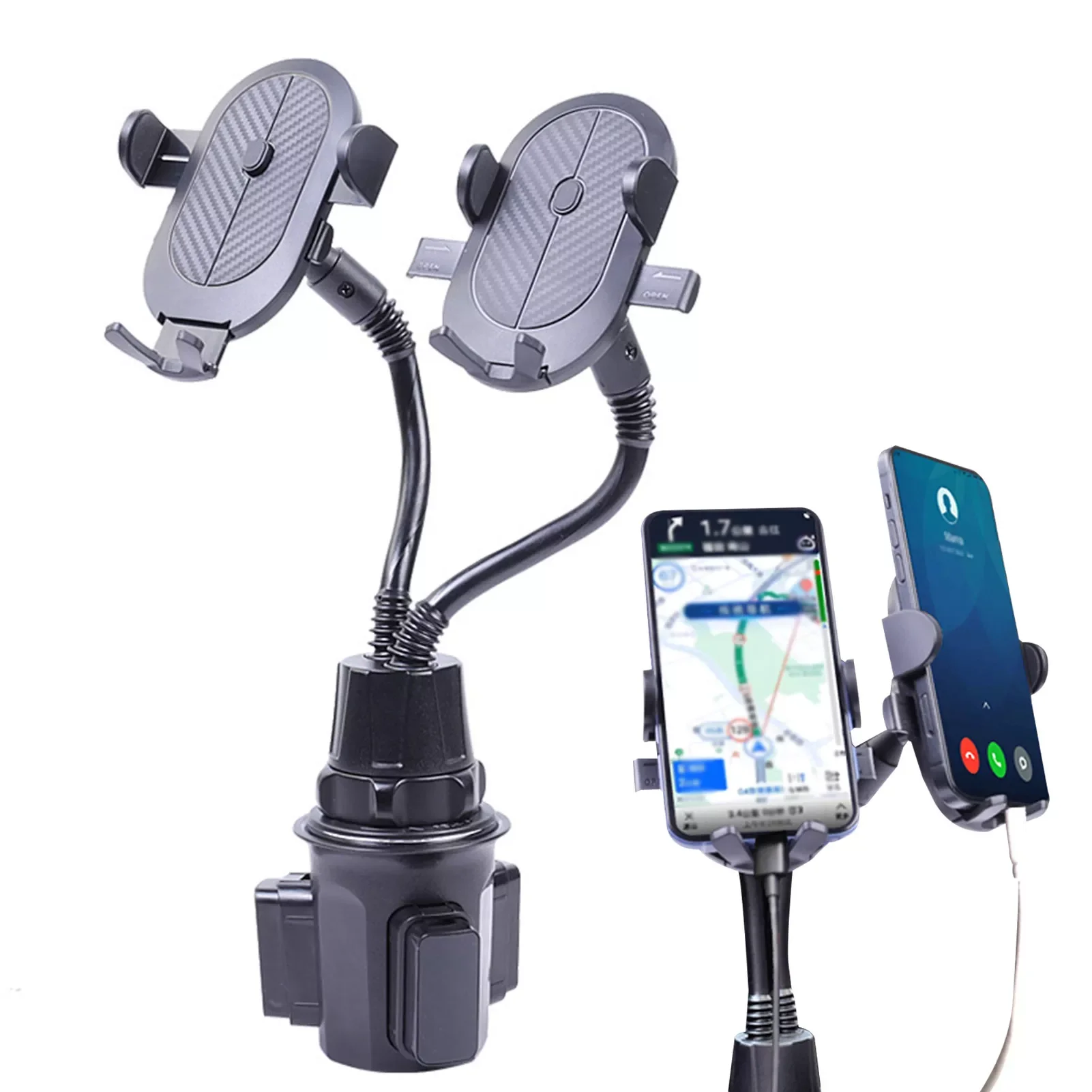 

Cup Holder For Car Dual Rotatable Mobile Car Bracket Rotatable Car Cup Holder Mount Bracket 360 Gooseneck