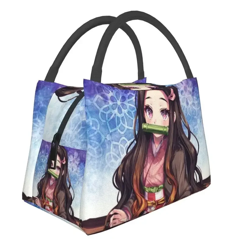 

Пользовательская сумка для завтрака Nezuko с рассеивателем демонов, Женский Теплый термоконтейнер, изолированный Ланч-бокс для офиса и путешествий