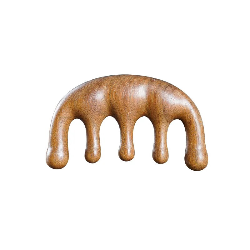 

Head Meridian Massage Comb Green Sandalwood Five Wide Tooth Comb Acupuncture Therapy Blood Circulation Anti-static Smooth Hair