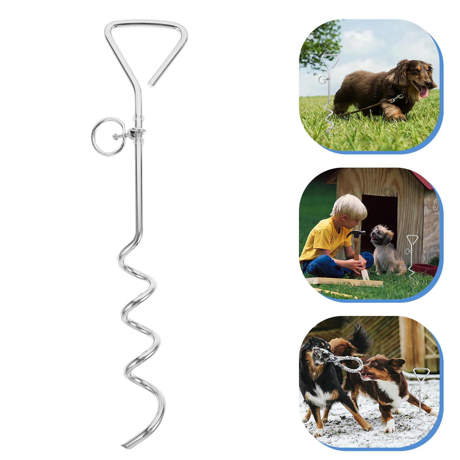 

Dog Tie Out Stake Screw Anchor Down Post Stainless Steel Puppy Spiral Stake