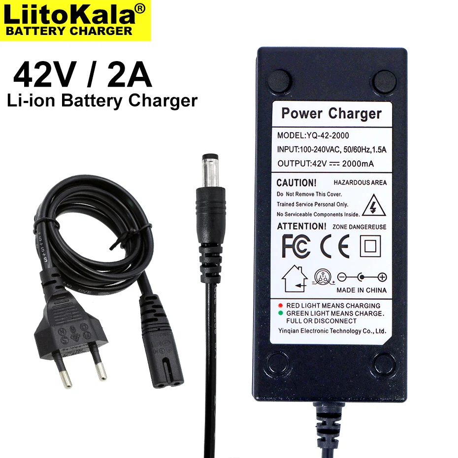 

1-20PCS Liitokala 36V Battery Charger Output 42V 2A Charger Input 100-240VAC Lithium Ion Charger for 10S 36V Electric Bicycle