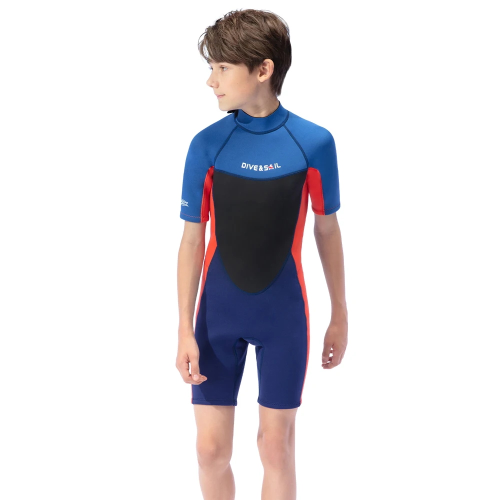 

High Stretch Kids Short Sleeve Swimwear Youth Neoprene Wetsuit Elastic Swimsuit for Boys Girls Bathing Surfing Scuba Diving Suit