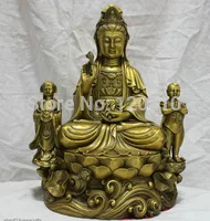 

China Culture Handmade Bronze Brass Statue A Buddha and two disciples Sculpture