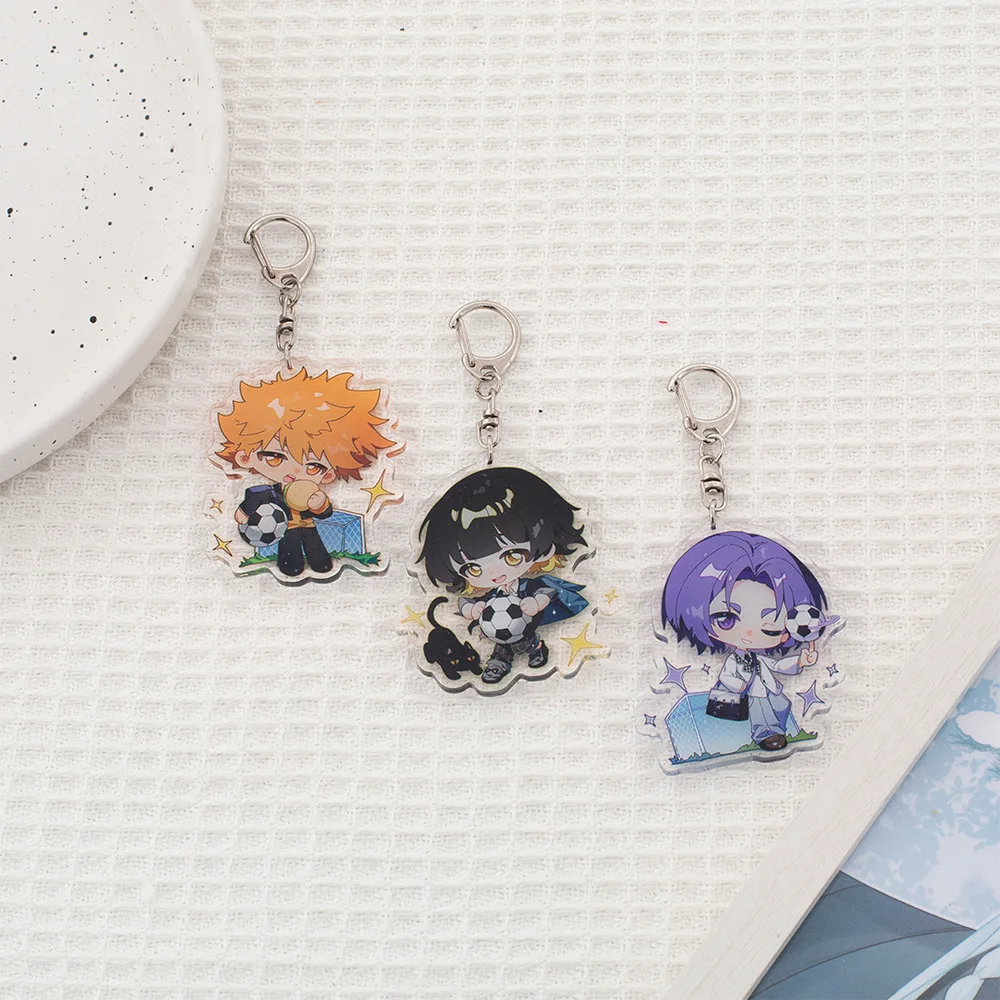

6CM BLUE LOCK Anime Figure Isagi Yoichi Cosplay Acrylic Double-Sided Keychains Creative New Style Bag Pandent Keyrings Fans Gift