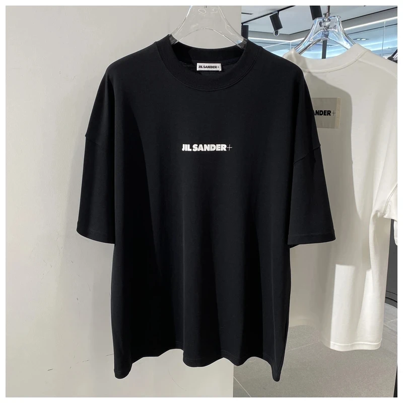 

Модная брендовая футболка Jil Sander с коротким рукавом для мужчин и женщин, летняя Свободная Повседневная футболка оверсайз с принтом алфавита, европейский размер