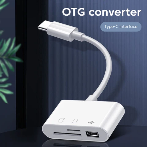 Адаптер OTG типа C, разъем TF/SD для чтения карт памяти для Xiaomi Oneplus iPhone OPPO POCO, аксессуары для сотовых телефонов 3 в 1, разъем USB C к A