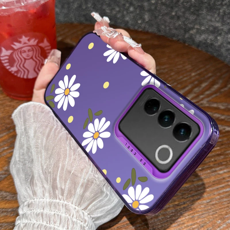 Чехол для vivo S16e V27e V27 E белый минималистичный чехол телефона с цветочной росписью