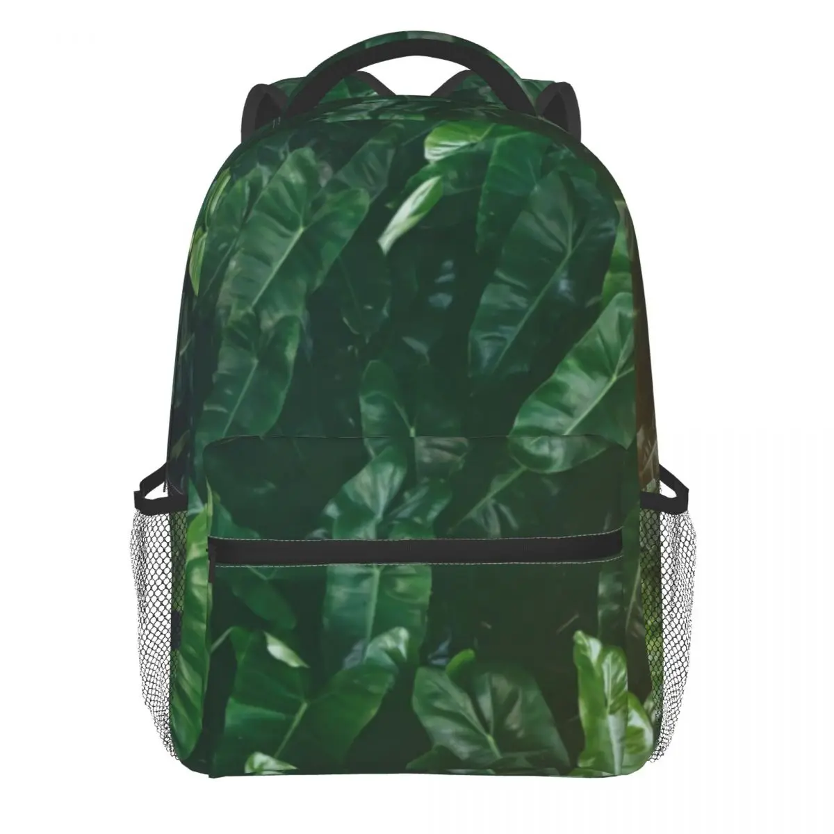 

Elegant Tropical Backpack Green Leaves Print Kawaii Backpacks Female Hiking Print High School Bags Custom Rucksack