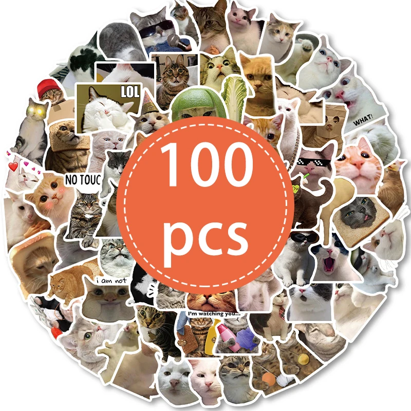 

Набор из 100 водонепроницаемых виниловых наклеек с кошками