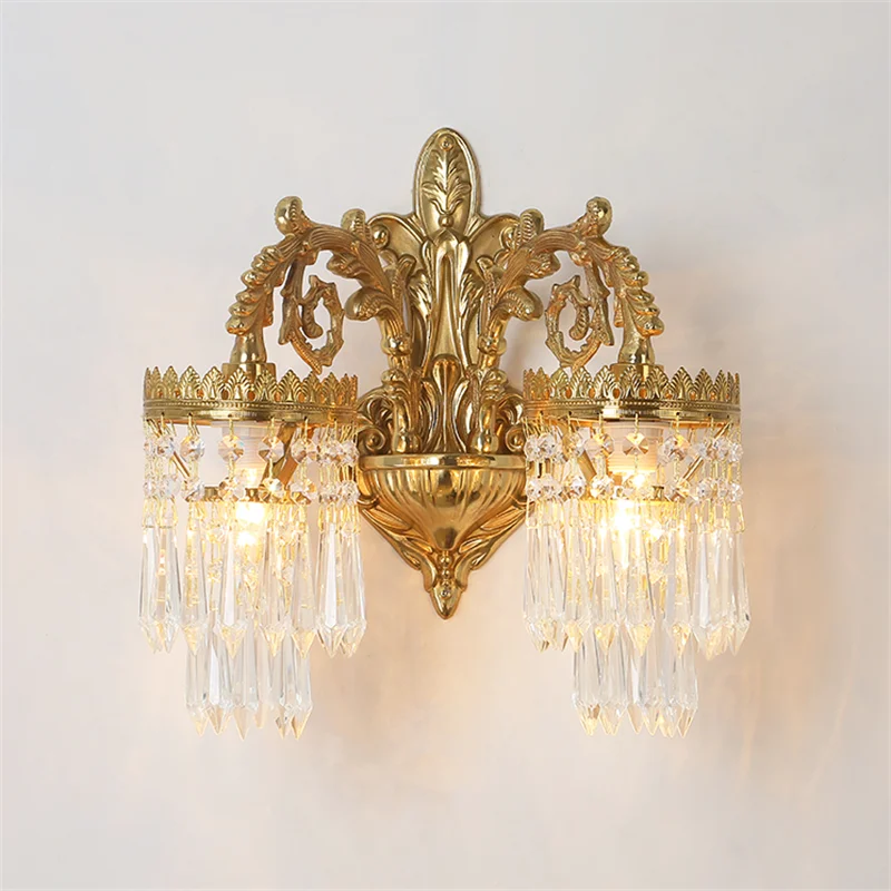 

New European Copper Living Room Wall Lamp Modern Bedroom Bedside Wall Light TV Background Staircase Sconce Bathroom Mirror Light