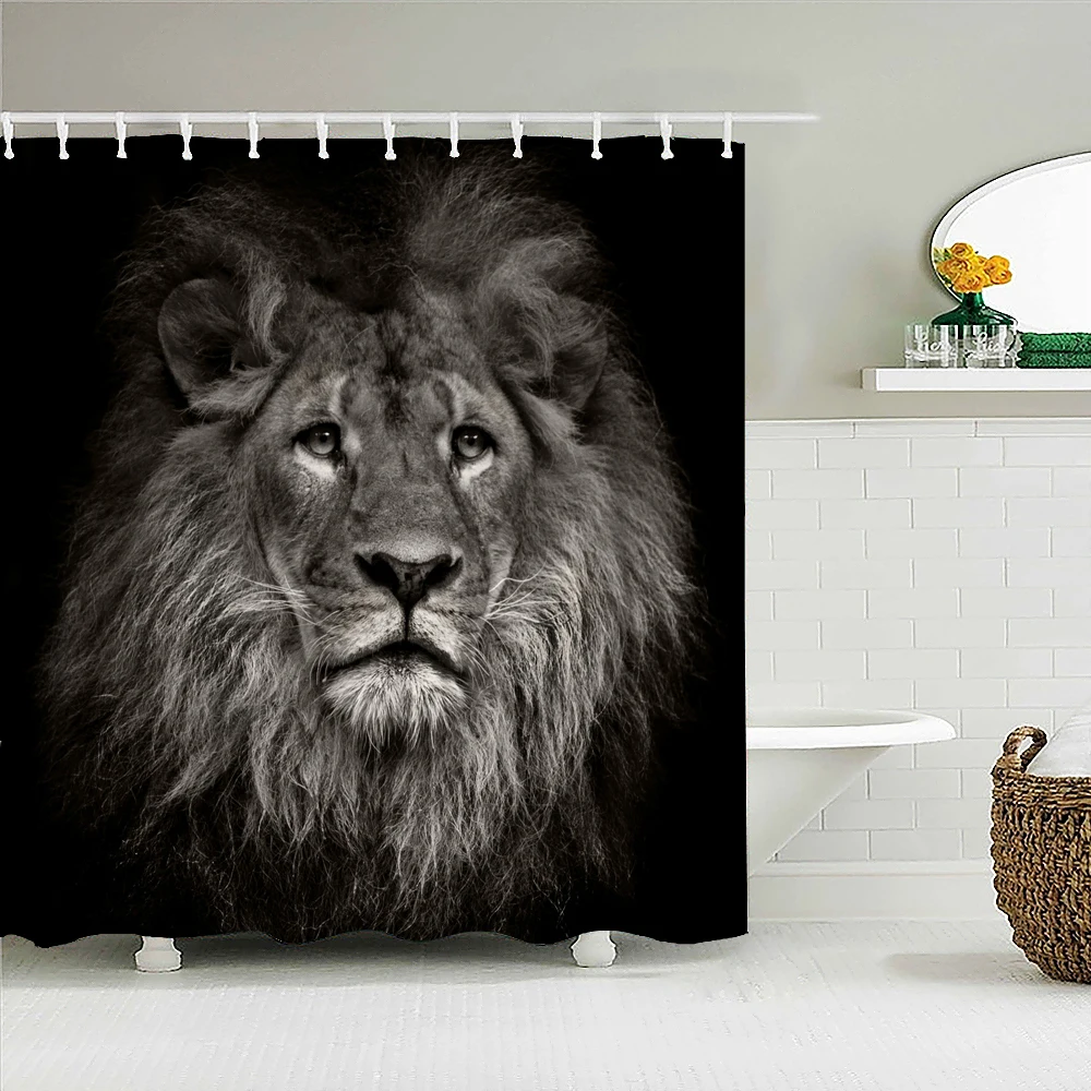 

Креативная душевая занавеска С животным принтом, слон, сова, тигр, леопард, Зебра, Детская Водонепроницаемая занавеска для ванной комнаты, у...