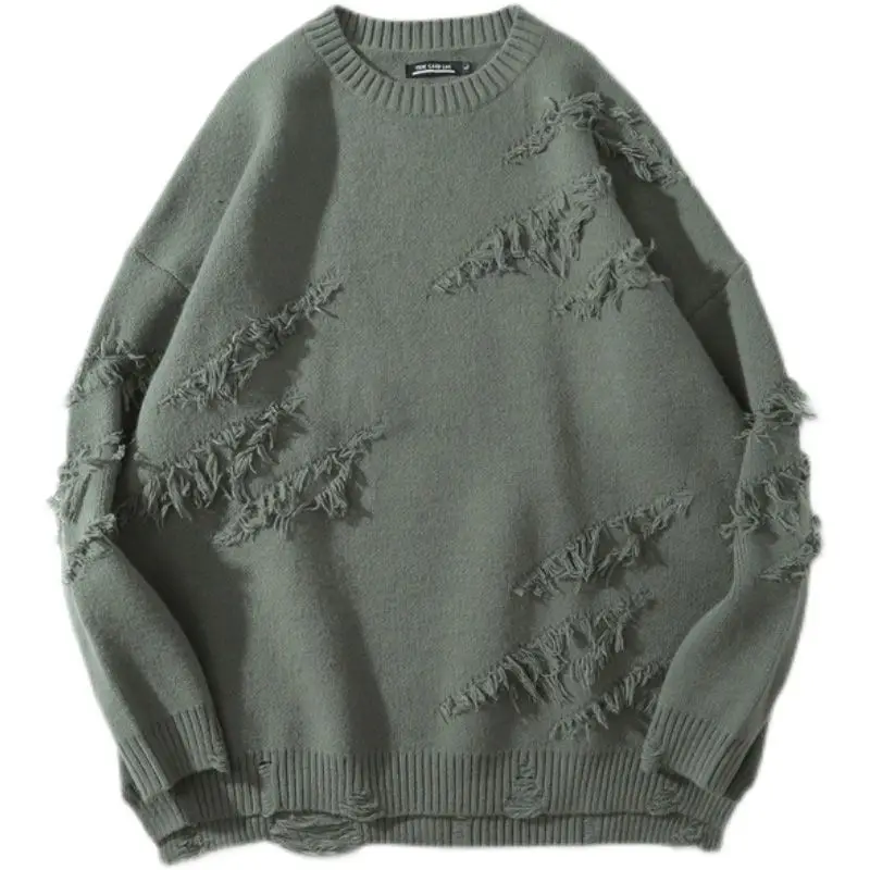 

Hole Pullovers Hip-pop Distressed Baggy O-neck Sweaters BF Harajuku Knitting Tops Autumn Winter Warm Couples Jumper Stylish 2022