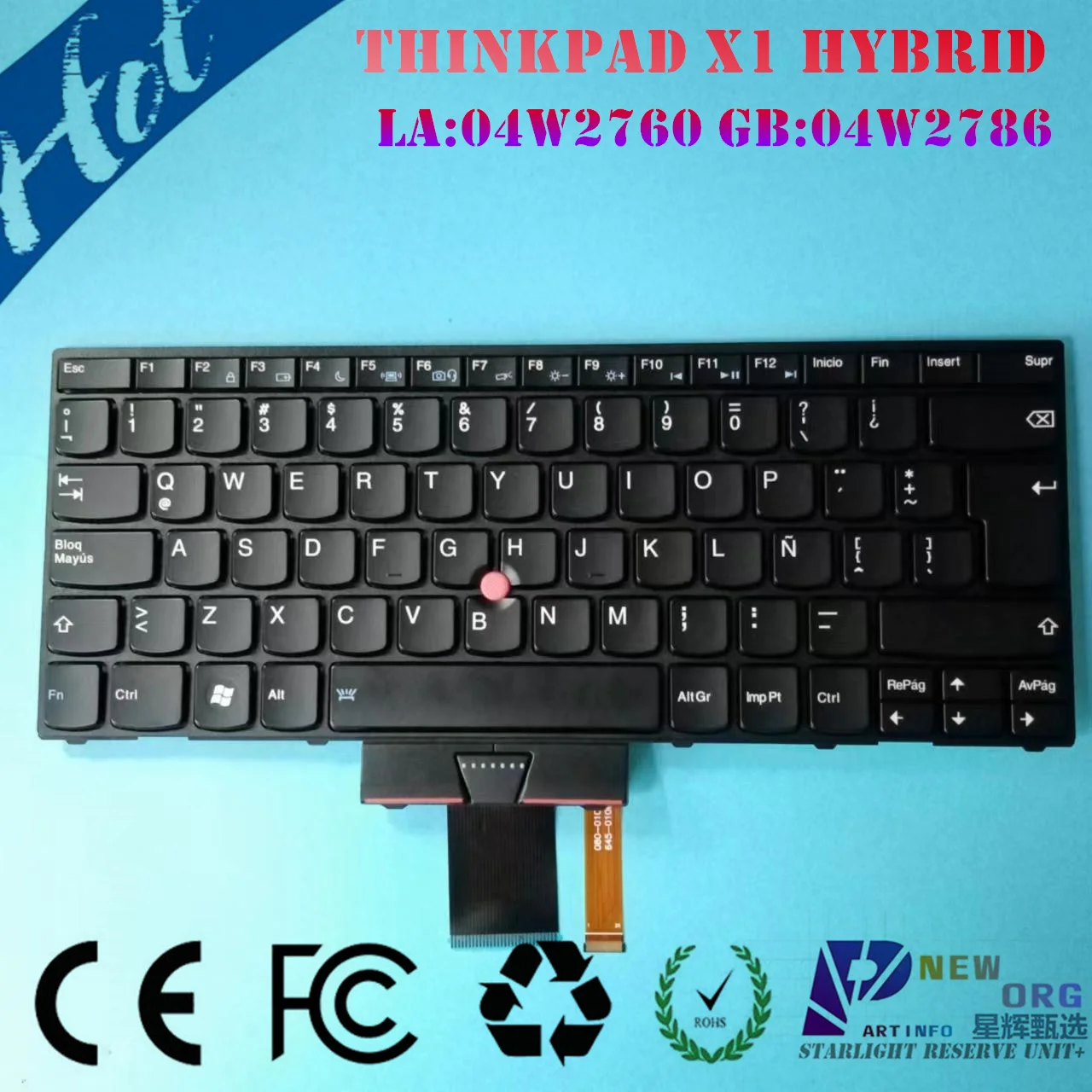 Клавиатура с подсветкой для ноутбука LENOVO THINKPAD X1, гибридный тип 1286, 1291, 1293, 1294, 04W2760, 04W2786
