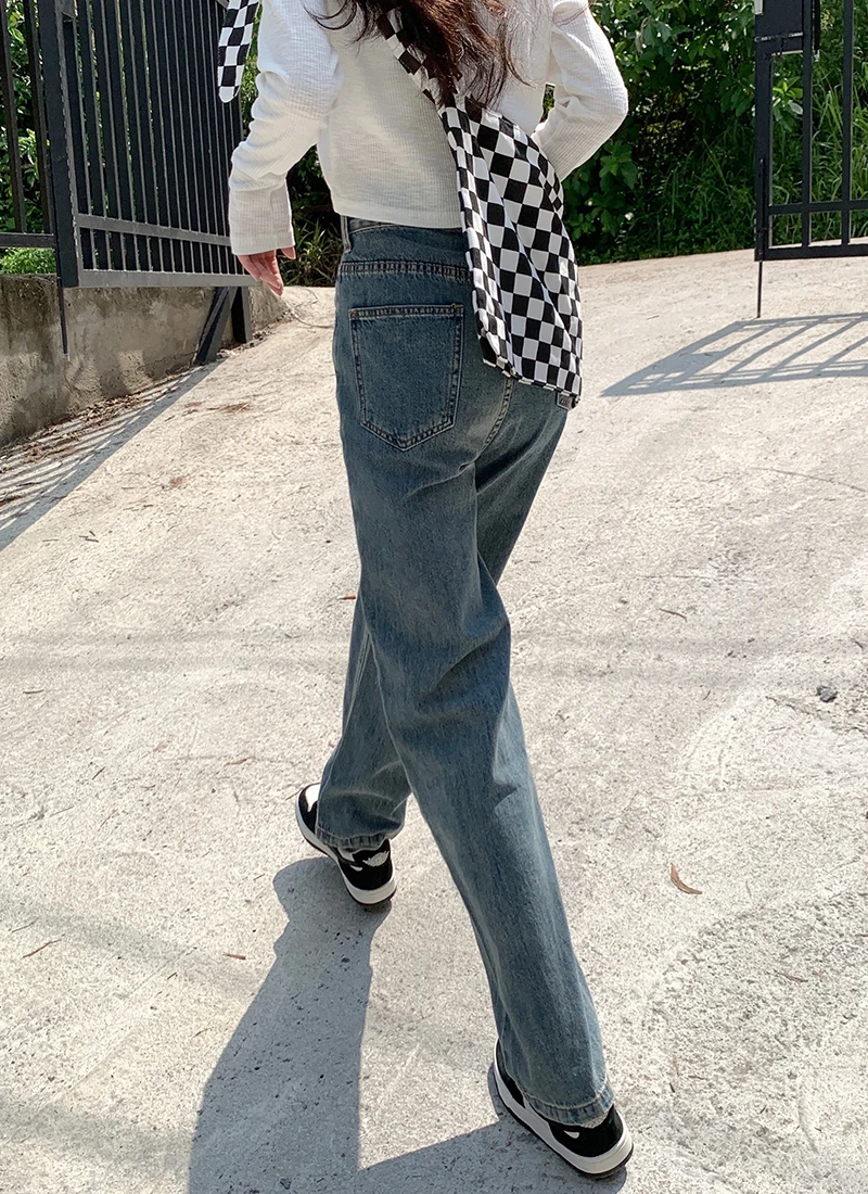 Jeans Women's Summer Blue Casual Vintage Cut Hole High Waist Slim Loose Straight Leg Wide Leg Floor Dragging Pants