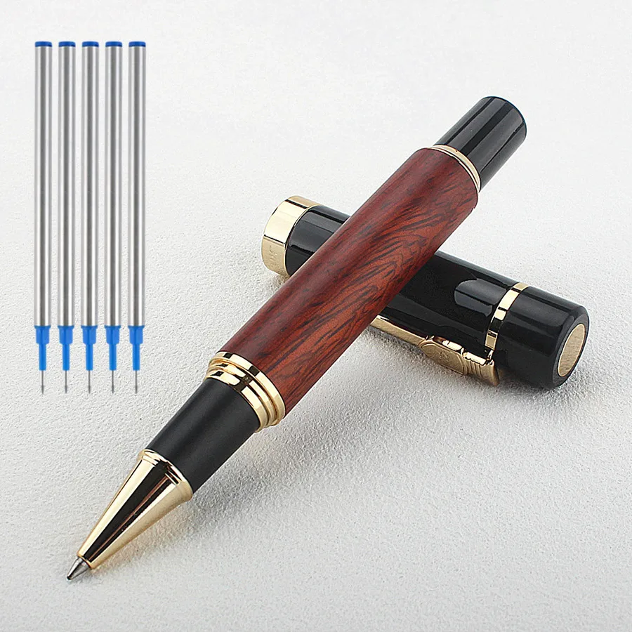 

Классическая ручка-роллер JINHAO Metal Wood Collection со сменным стержнем, подарочная ручка для офиса, бизнес-школы
