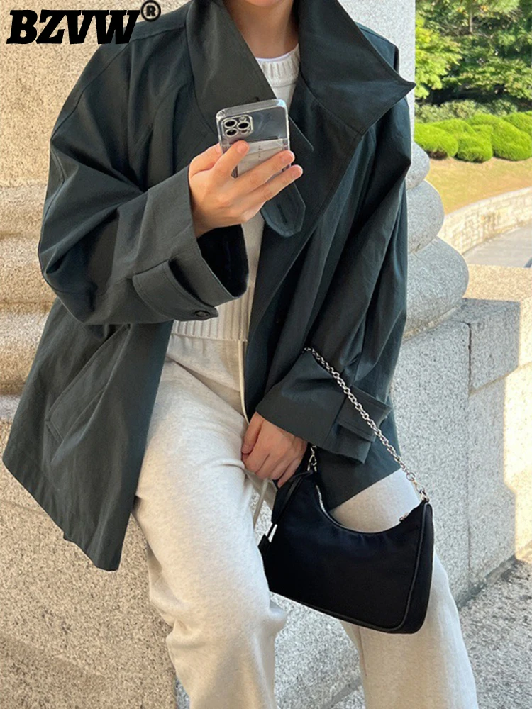 

BZVW офисные женские универсальные свободные тренчи для женщин с длинным рукавом однобортный винтажный женский ветрозащитный Новый 2023 25X0205