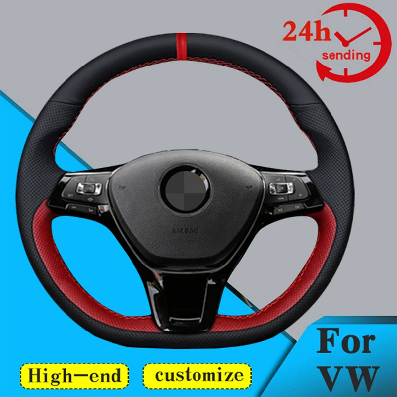 

Custom Car Steering Wheel Braid Cover 100% Fit For Volkswagen VW Golf 7 Mk7 Nieuwe Polo jetta Passat B8 Auto Interior Braiding