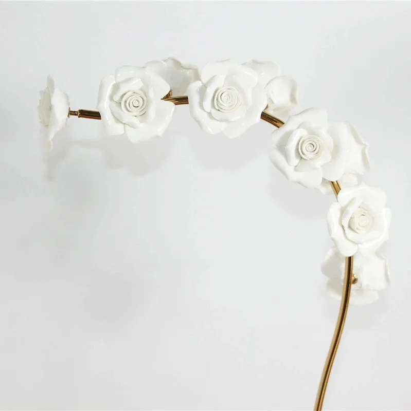 Креативный искусственный цветок металлический золотой горшок мраморные изделия