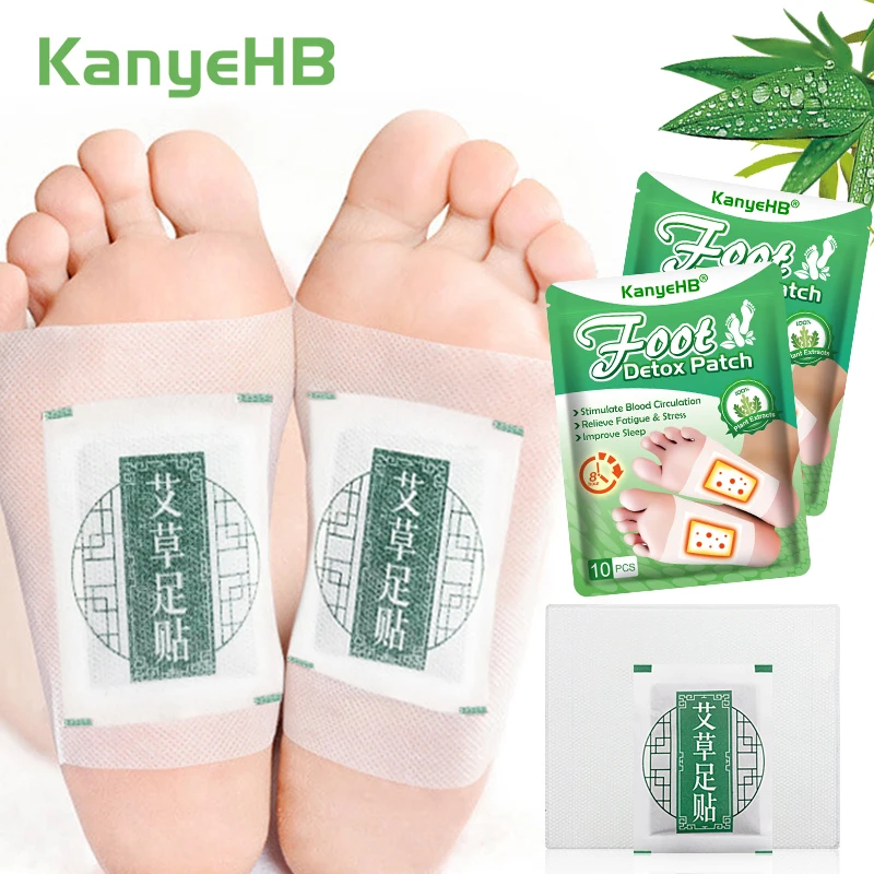 

20Pcs=2Bags Herbal Bamboo Detox Foot Patch Detoxification Body Toxins Cleansing Slimming Stress Relief Feet Pads Foot Care A1142