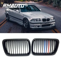 1 pair m style gloss black car front bumper kidney grille racing grill for bmw e36 m3 3 series 1997 1999 car body styling kit