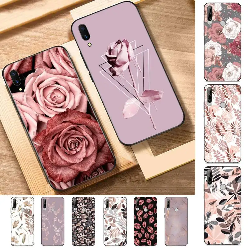 

YNDFCNB Hot Flower Leaf Phone Case for Huawei Y 6 9 7 5 8s prime 2019 2018 enjoy 7 plus