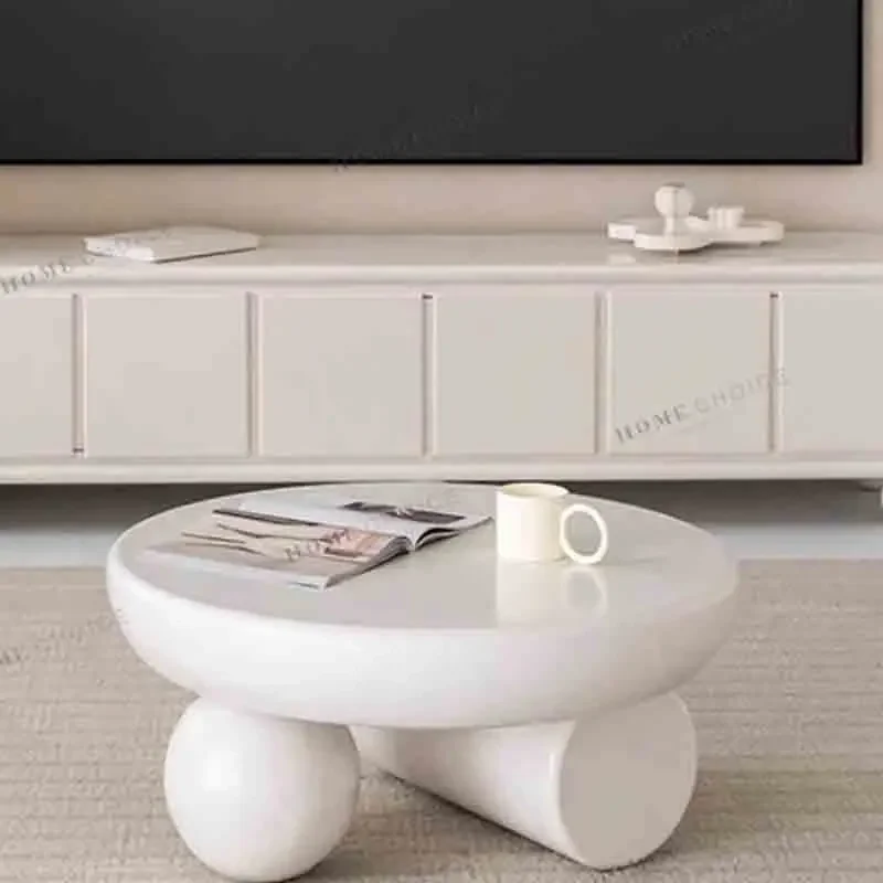 Журнальные простые столы круглые белые для гостиной дизайнерский домашний