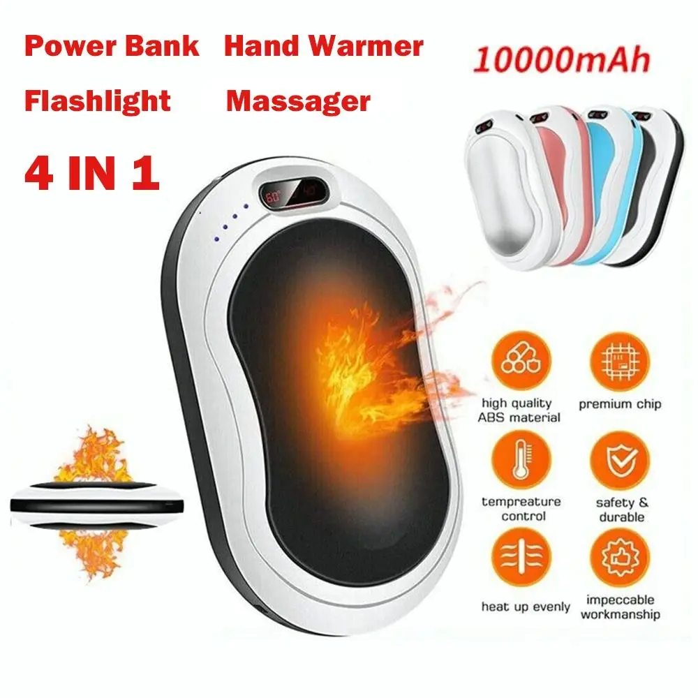 

USB Rechargeable Third Gear Temperature Double-Side Heating Massager 10000mAh Power Bank LED Flashlight Hand Warmer