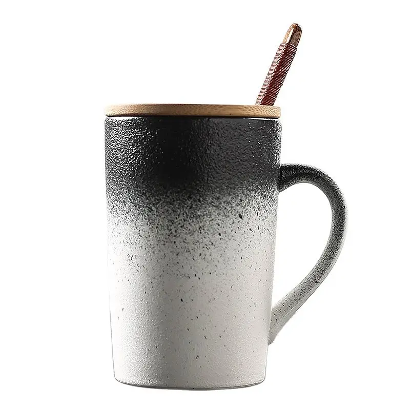 

Ceramic Mug Lid Spoon Vintage Simple Couple Coffee Cup Retro Tea Cup Office Water Friends Mugs Coffee Cups Canecas Gift CM03