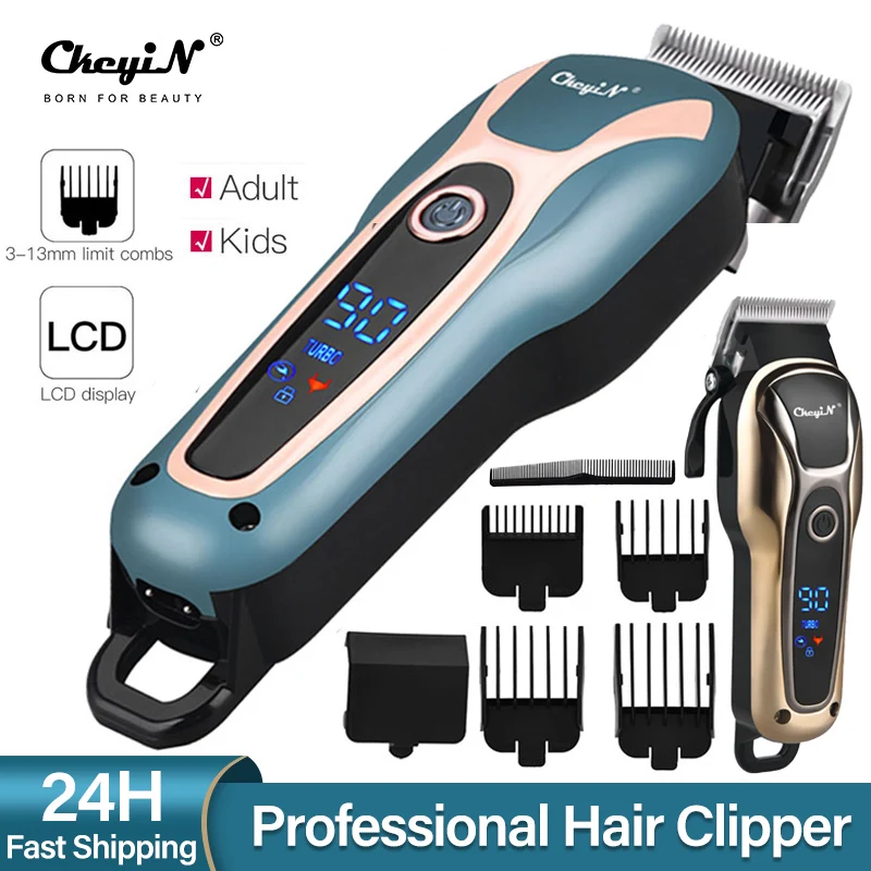 CkeyiN LCD Professional Hair Clipper Men's Barber Beard Trimmer Electric Rechargeable Cutting Machine Cordless Haircut Adult Kid | Бытовая