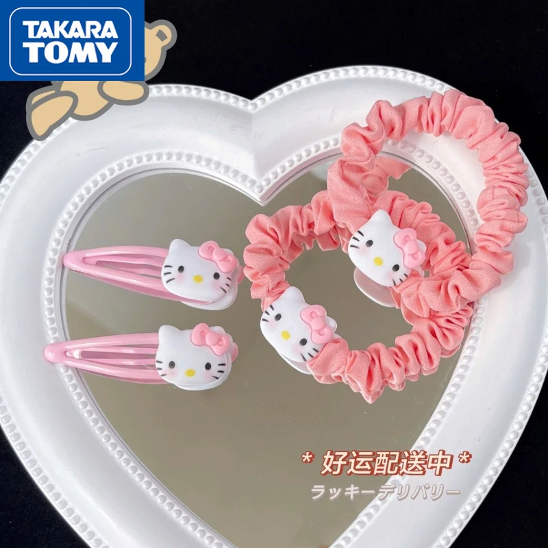 

TAKARA TOMY Children's Hello Kitty New Cute Blush Cute Sweet Small Intestine Hair Ring Girl Sweet Bangs Pink Hairpin Headwear