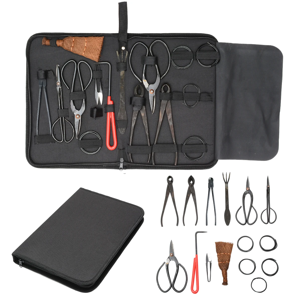 Carbon Steel Bonsai Tool Set Garden Plants Trimming Scissors Extensive Cutter Shears Kit With Nylon Case For Horticulture Tools