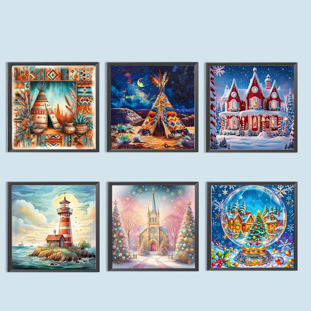 5D DIY Полный круглый дрель Алмазная картина Пейзажный комплект Домашнее украшение