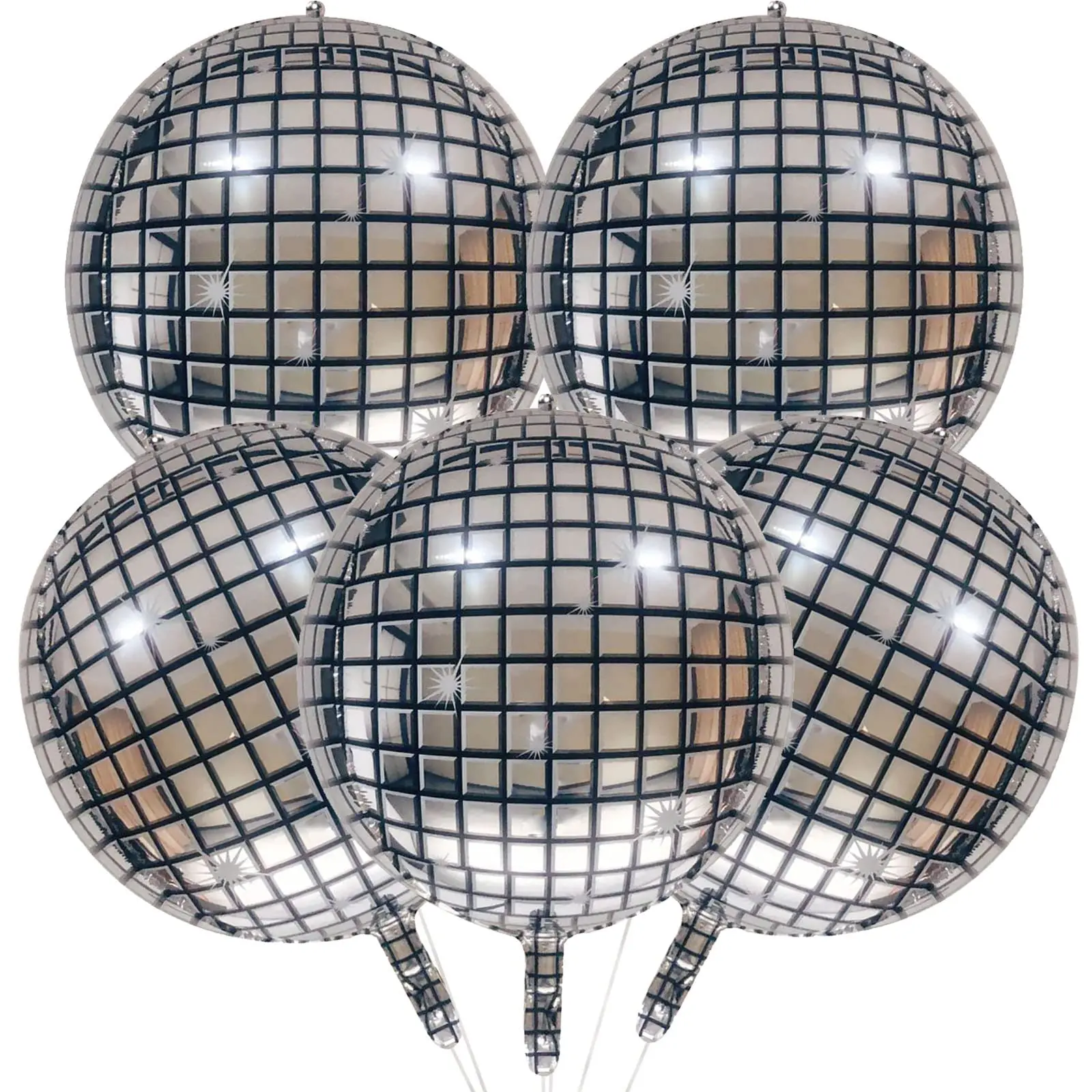 

4pcs Disco Party Decorations Fever Mirror Metallic Balloons 22Inch 4D Large Round for Birthday Wedding Marriage Decoration