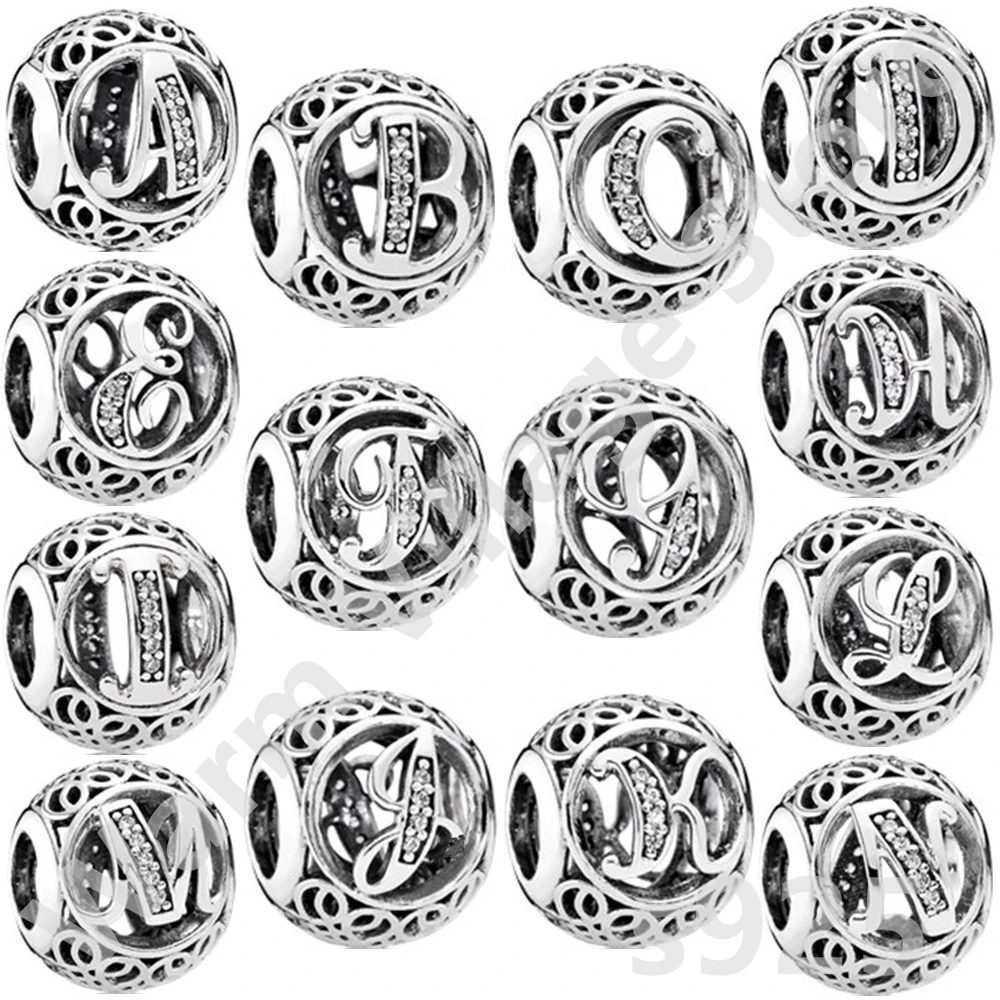 

26 English alphabet beads, compatible with original sterling silver ladies pendants, bracelets, necklaces and jewelry