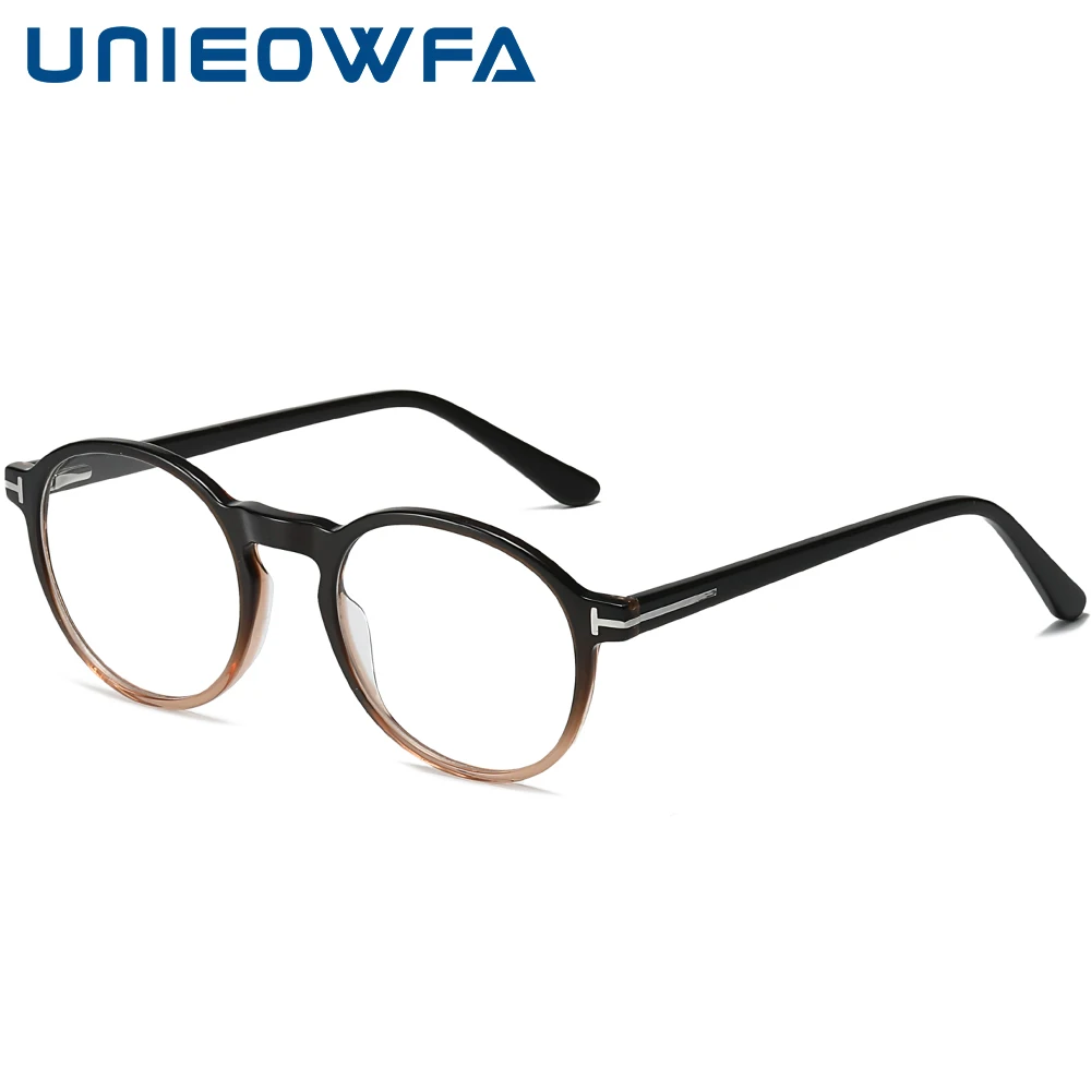 Мужские очки для близорукости UNIEOWFA в круглой оправе стиле ретро оптическая