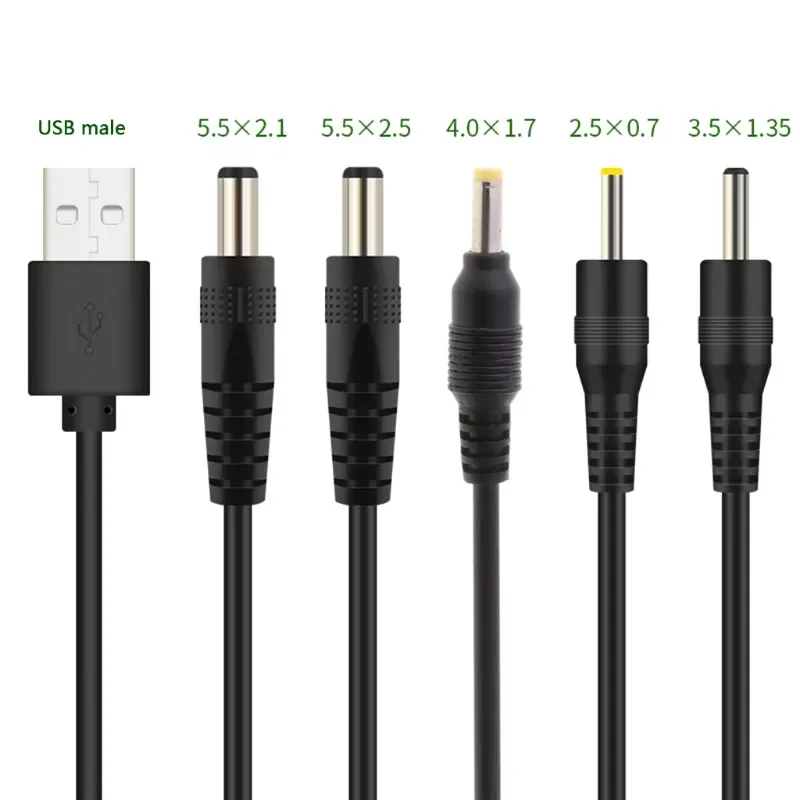

USB to DC Port Charging Cable Cord DC/5.5x2.1 5.5x2.5 3.5x1.35 4.0x1.7 2.5x0.7