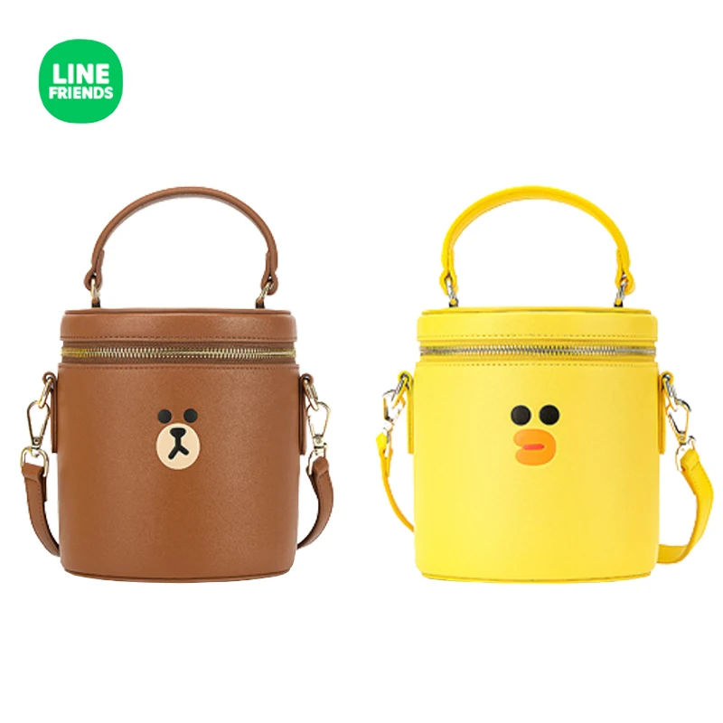 

Line Friends Kawaii Cartoon Brown Cony Bucket Bag Anime New Personality Large Capacity Fashion Single Shoulder Messenger Bag
