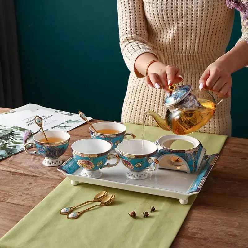 Набор для послеобеденного чая в европейском стиле чашка с цветами и фруктами