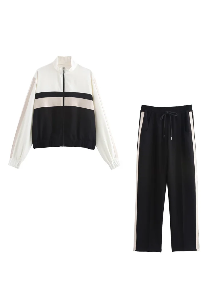 KAOPU ZA Женская куртка-бомбер с высоким воротником и боковыми полосками пальто или